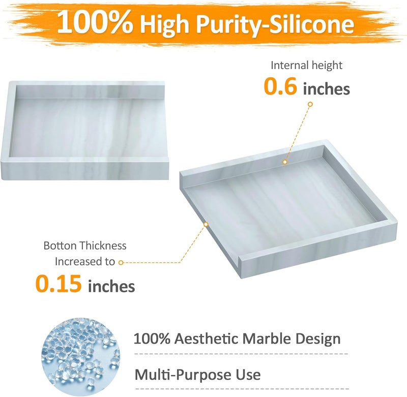 EGWON Bathroom Vanity Tray,Thick Original Silicone Soap Dispenser Tray, Shatterproof Toilet Tank Tray Vanity Tray for Dresser Tops,Bathroom for Perfume,Soap Bottle - Image 3